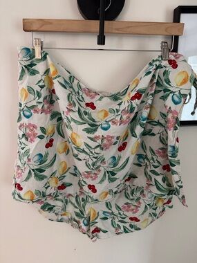 Old Navy White Floral & Fruit Print Skort with Yellow Lemons and Red Cherries